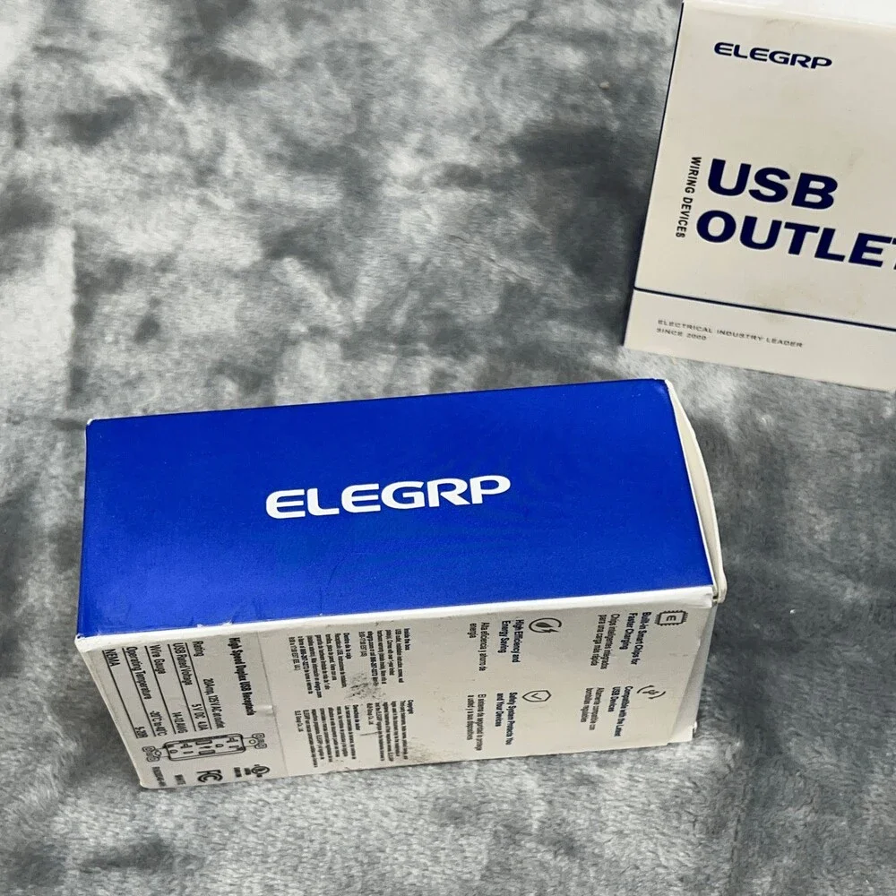 ELEGRP Lot of 2 USB Wall Outlet Receptacle 20A High Speed Charger Port Plate